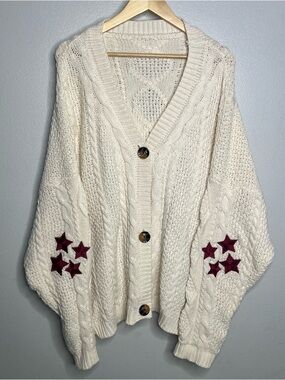 Taylor Swift RED Stars  Knit CARDIGAN Size 3XL to 4XL Plus Size